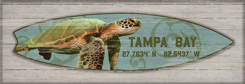 ArtFuzz Suzanne nicoll Coastal Dolphin Surfboard Distressed Wood Panel Wood Sign Size 14x40 Large Special