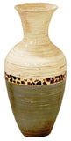 ArtFuzz 25 inch Spun Bamboo Floor Vase - Bamboo in White and Gray W/Coconut Shell