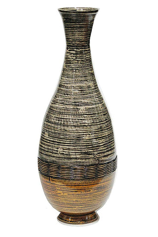 ArtFuzz 27 inch Spun Bamboo Floor Vase - Bamboo in Distressed Brown and Gold