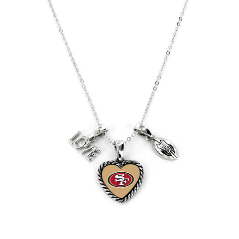 Aminco International NFL San Francisco 49ers Charmed Love Football Necklace