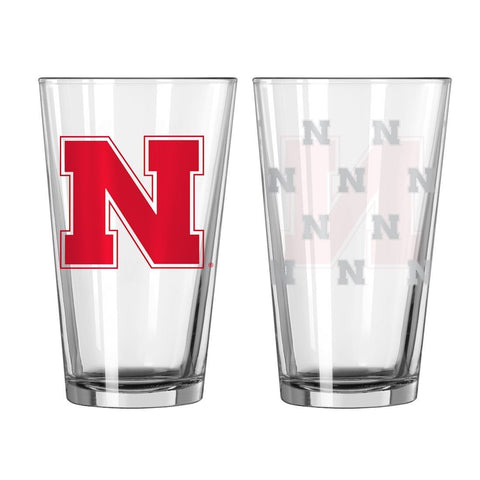Nebraska Cornhuskers Satin Etch Pint Glass Set