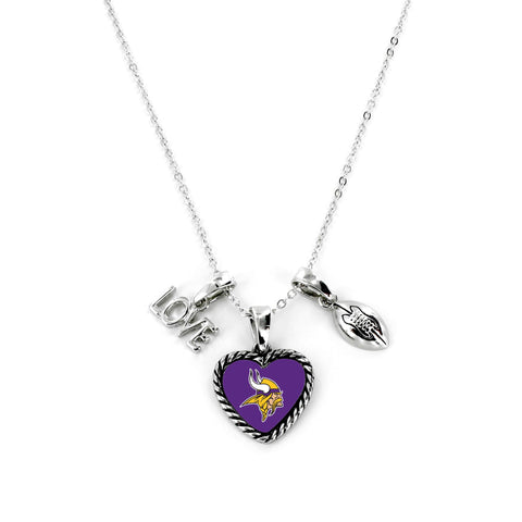Aminco International NFL Minnesota Vikings Charmed Love Football Necklace