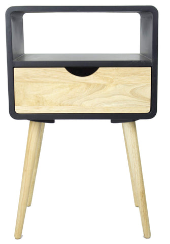 ArtFuzz 26 inch Black End Table with 1 Drawer and 1 Shelf