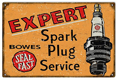 ArtFuzz Spark Plug Bowes Reproduction Gas Station Metal Sign 18x30
