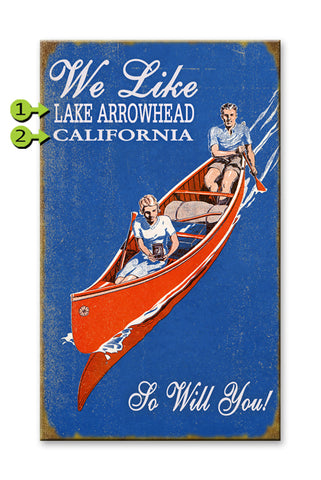 Canoe People at the Lake Metal 14x24