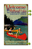 Old Fashioned Canoeists (Lake) Wood 28x48