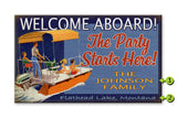 Welcome Aboard Pontoon Boat Wood 18x30