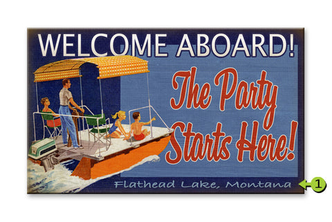 Welcome Aboard Pontoon Boat Party (Location Only) Metal 18x30
