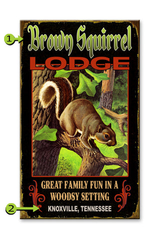 Brown Squirrel Lodge Metal 23x39