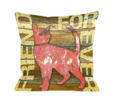 Friend Forever Wood Cat Throw Pillow by Kate Ward Thacker