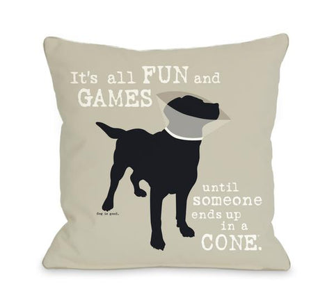 It's All Fun and Games Oatmeal Throw Pillow by Dog Is Good