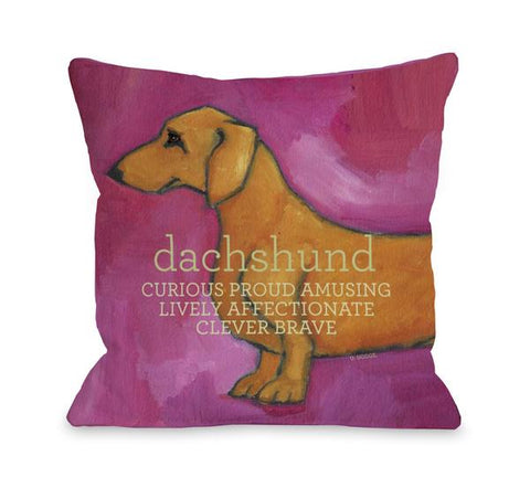 Dachshund Pink Throw Pillow by Ursula Dodge