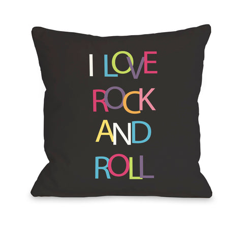 I Love Rock & Roll Throw Pillow by OBC 18 X 18
