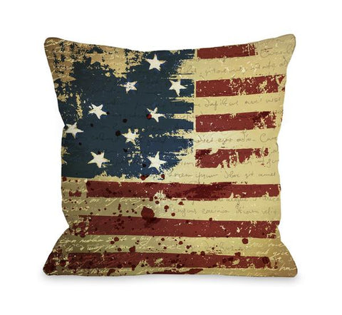 Vintage American Flag Throw Pillow by