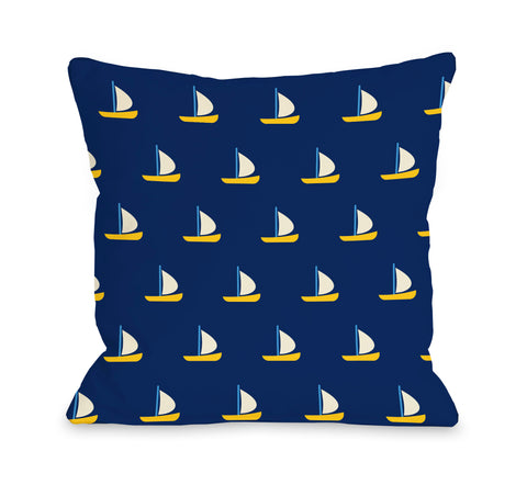 Whimsical All Over Sailboat Throw Pillow by OBC 18 X 18
