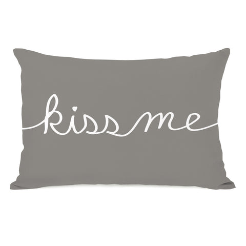 Kiss Me Mix & Match - Gray Lumbar Pillow by OBC 14 X 20
