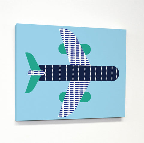 Airplane - Blue Canvas by OBC 11 X 14