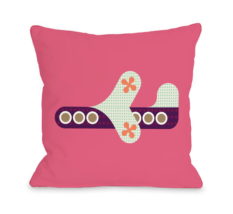 Airplane - Honeysuckle Throw Pillow by OBC 18 X 18