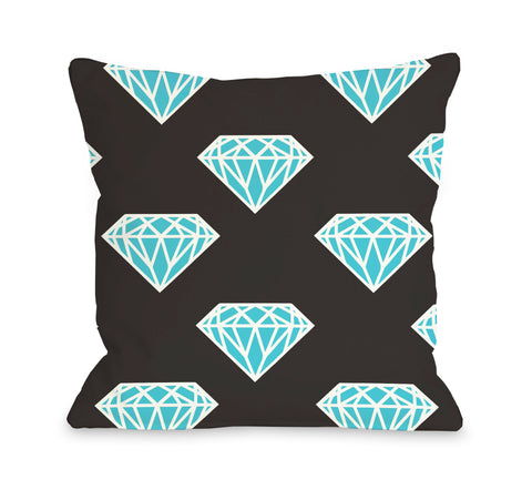 All Over Diamonds - Aqua Throw Pillow by OBC 18 X 18