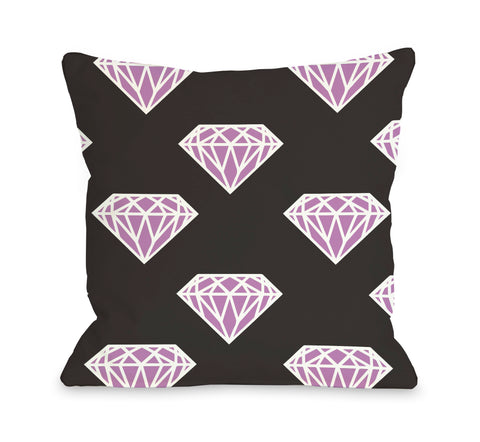 All Over Diamonds - Black Fuchsia Throw Pillow by OBC 18 X 18