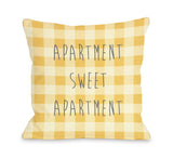 Apartment Sweet Apartment Gingham Throw Pillow by OBC 18 X 18