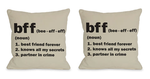 BFF Definition Throw Pillow by OBC 18 X 18
