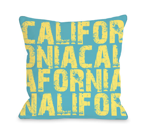 California All Over Word Throw Pillow by OBC 18 X 18