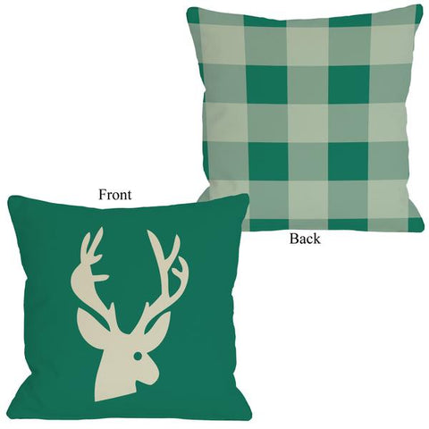 Deer Plaid Throw Pillow by OBC