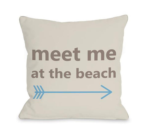 Meet Me at the Beach Throw Pillow by