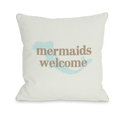 Mermaids Welcome Throw Pillow by