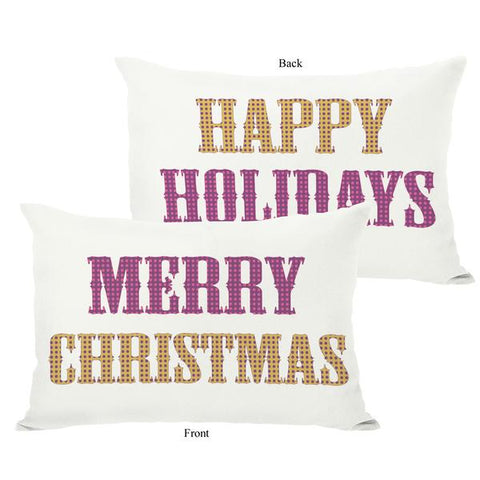 Merry Christmas & Happy Holidays Throw Pillow by OBC