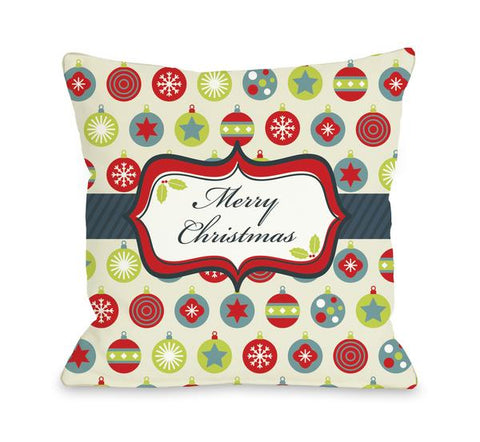 Merry Christmas Ornaments Throw Pillow by OBC