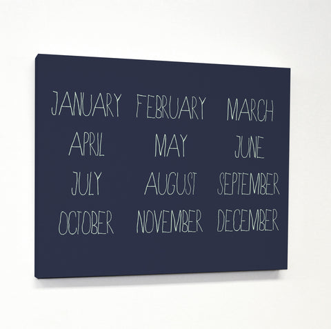 Months - Navy Canvas by OBC 11 X 14