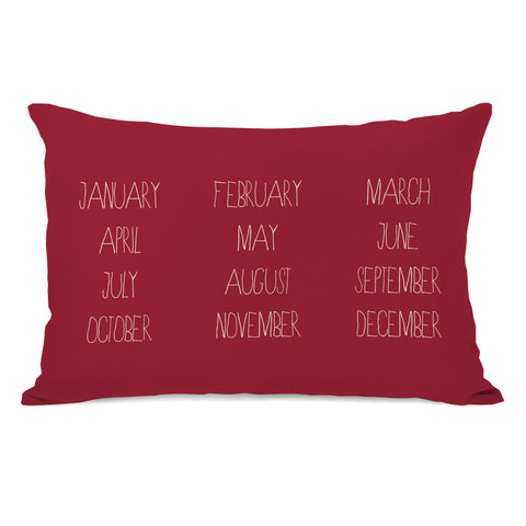 Months - Red Lumbar Pillow by OBC 14 X 20