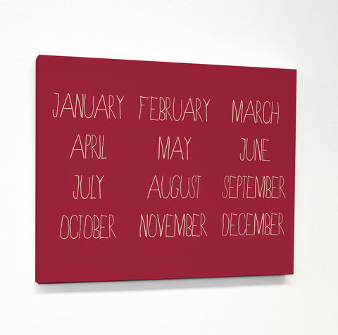 Months - Red Canvas by OBC 11 X 14