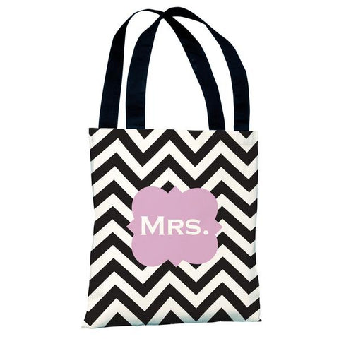 Mrs Chevron - Black White Pink Tote Bag by