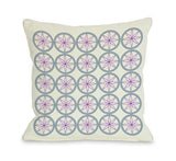 Circles & Flowers - Purple Throw Pillow by OBC 18 X 18