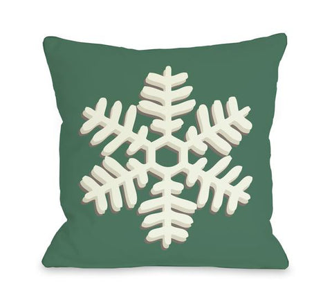 Single Snowflake Throw Pillow by OBC