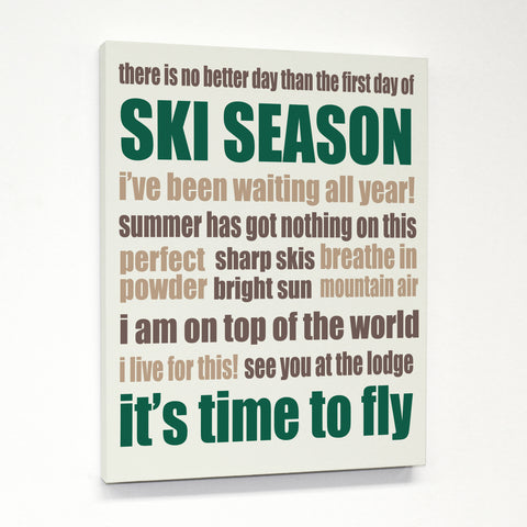 Ski Season Words Canvas by OBC 11 X 14