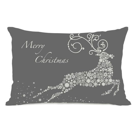 Snowflake Reindeer - Grey Throw Pillow by OBC