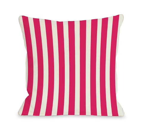 Stripes - Fuchsia Throw Pillow by OBC 18 X 18