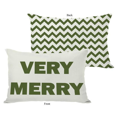 Very Merry Reversible Throw Pillow by OBC