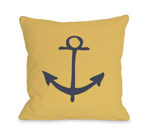 Vintage Anchor - Mimosa Throw Pillow by