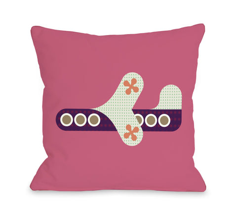 One Bella Casa Airplane - Honeysuckle Throw Pillow by OBC 16 X 16