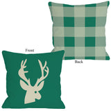 One Bella Casa Deer Plaid Throw Pillow by OBC 18 X 18