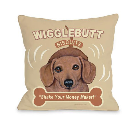 Wigglebutt Throw Pillow by Retro Pets