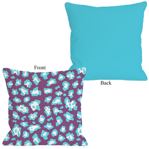 Gabriella Cheetah Neon - Purple Blue Throw Pillow by OBC 18 X 18