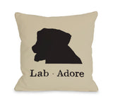 Lab Adore Oatmeal - Black Throw Pillow by OBC 18 X 18