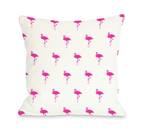 Mini All Over Flamingo Throw Pillow by OBC 16 X 16