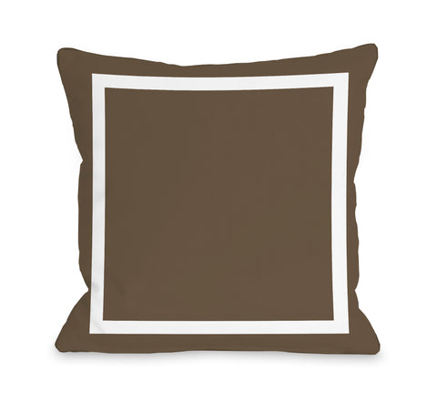 Samantha Simple Square - Coffee Brown Throw Pillow by OBC 18 X 18